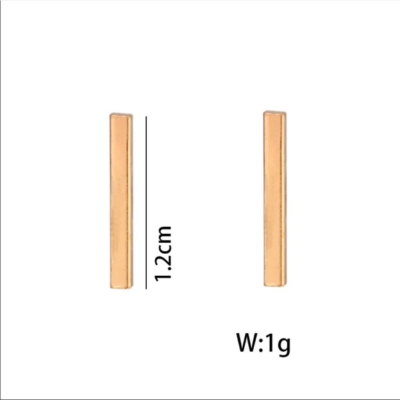 minimalist bar stud earrings gold silver - Picture 2 of 2